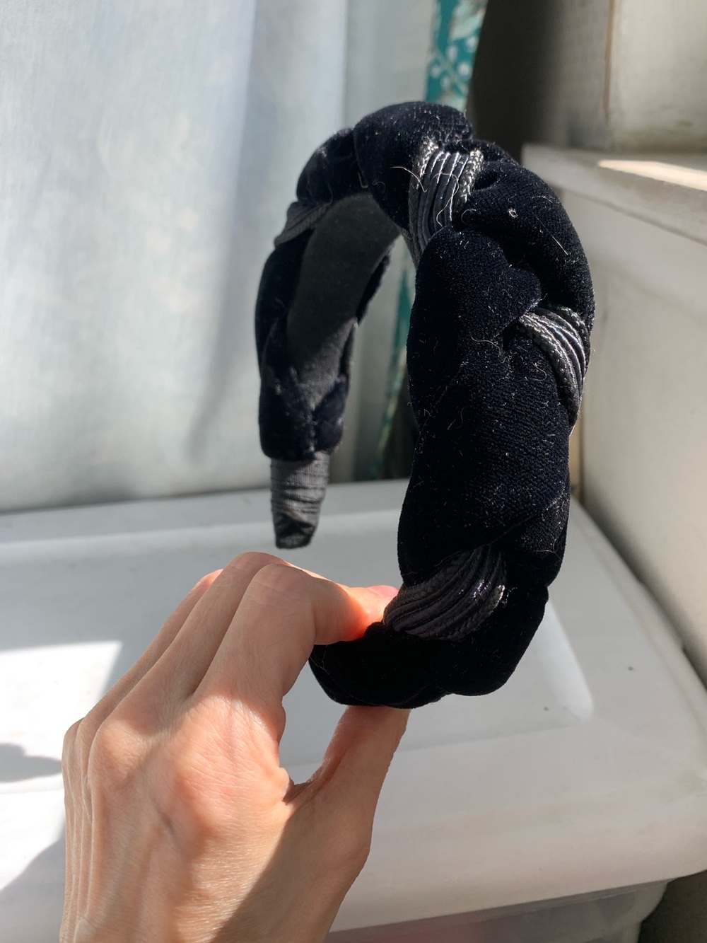 Braided Velvet Headband - Black